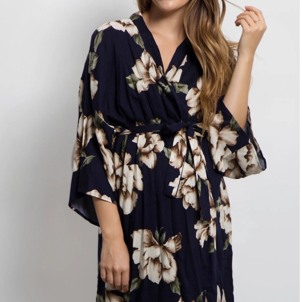PinkBlush Floral Print Delivery/Nursing Maternity Robe